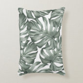 熱帯水色オアシスモダンパタ葉ーン アクセントクッション (正面(垂直))