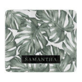 熱帯水色オアシスモダンパタ葉ーン カッティングボード (正面)