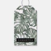 熱帯水色オアシスモダンパタ葉ーン ギフトタグ (正面)