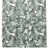 熱帯水色オアシスモダンパタ葉ーン シャワーカーテン (正面)