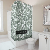 熱帯水色オアシスモダンパタ葉ーン シャワーカーテン (インサイチュ)