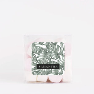 熱帯水色オアシスモダンパタ葉ーン スクエアシール