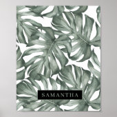 熱帯水色オアシスモダンパタ葉ーン ポスター (正面)