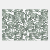 熱帯水色オアシスモダンパタ葉ーン ラッピングペーパーシート (正面)