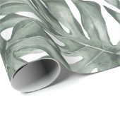 熱帯水色オアシスモダンパタ葉ーン ラッピングペーパー (ロールコーナー)