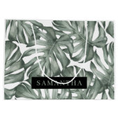 熱帯水色オアシスモダンパタ葉ーン ラージペーパーバッグ (裏面)