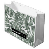 熱帯水色オアシスモダンパタ葉ーン ラージペーパーバッグ (正面アングル)