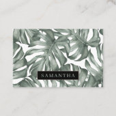 熱帯水色オアシスモダンパタ葉ーン 名刺 (正面)