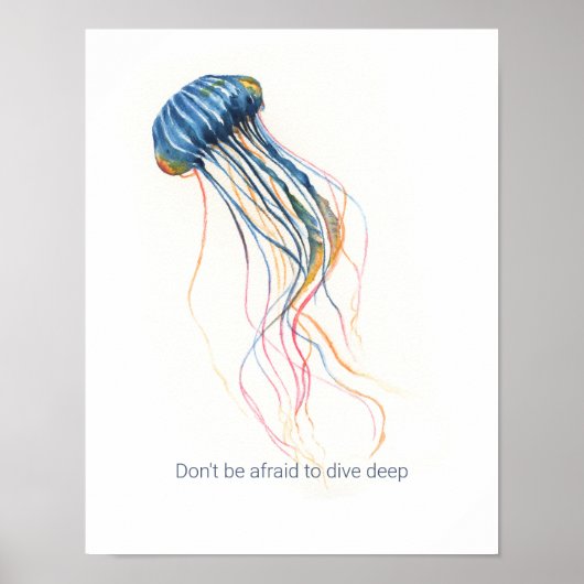 熱帯水色クラゲやる気を起こさせる ポスター (正面)