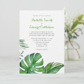 熱帯水色グリーンモンステラ葉結婚ズ 招待状 (スタンド正面)