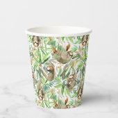 熱帯水色ナマケモノ柄 紙コップ (正面)