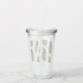 熱帯水色パイナップルシームレスパターン アクリルタンブラー (裏面)