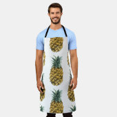 熱帯水色パイナップルシームレスパターン エプロン (着用した状態)