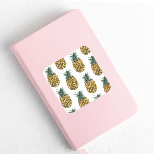熱帯水色パイナップルシームレスパターン スクエアシール