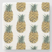熱帯水色パイナップルシームレスパターン ストーンコースター (正面)