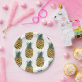 熱帯水色パイナップルシームレスパターン ペーパープレート (パーティー)