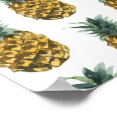 熱帯水色パイナップルシームレスパターン ポスター (角)