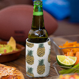 熱帯水色パイナップルシームレスパターン 缶クーラー