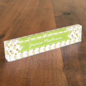 熱帯水色パイナップルパターン デスクネームプレート (側面)