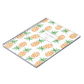 熱帯水色パイナップルパターン ノートブック (左側)