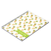 熱帯水色パイナップルパターン ノートブック (左側)