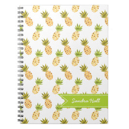 熱帯水色パイナップルパターン ノートブック