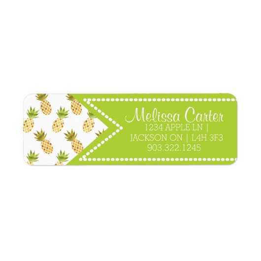 熱帯水色パイナップルパターン ラベル (正面)