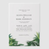 熱帯水色パームツリーズボホ結婚の ベラム紙招待状 (正面)