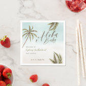 熱帯水色パームツリーベビーシャワーへようこそ スタンダードカクテルナプキン (インサイチュ)