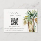 熱帯水色パームツリー結婚のQRコードRSVP エンクロージャーカード (正面)