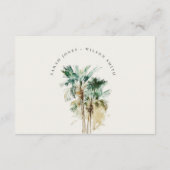 熱帯水色パームツリー結婚のQRコードRSVP エンクロージャーカード (裏面)