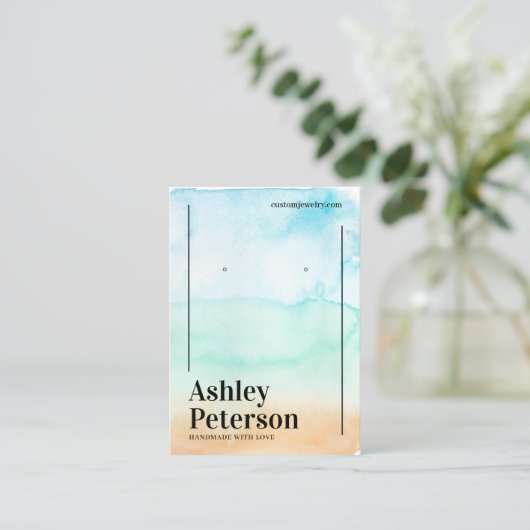 熱帯水色ビーチQrロゴイヤリングディスプレイ 名刺 (スタンド正面)