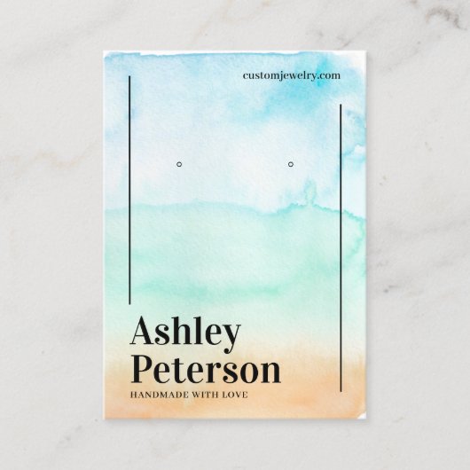 熱帯水色ビーチQrロゴイヤリングディスプレイ 名刺 (正面)