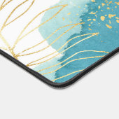 熱帯水色ピンク金ゴールドパーソナライズされた葉 デスクマット (コーナー)