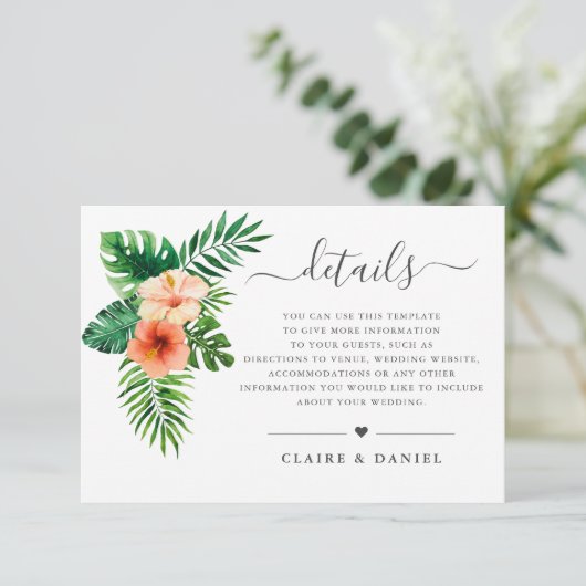 熱帯水色フローラグリーン結婚詳細 エンクロージャーカード (スタンド正面)