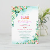 熱帯水色フローラルアウ(ハワイ式宴会)ブライダルシャワー 招待状 (スタンド正面)