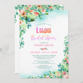 熱帯水色フローラルアウ(ハワイ式宴会)ブライダルシャワー 招待状 (正面/裏面)