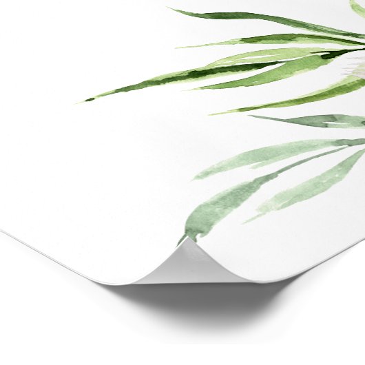 熱帯水色フローラ結婚のシーティングプラン ポスター (角)