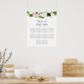 熱帯水色フローラ結婚のシーティングプラン ポスター (キッチン)