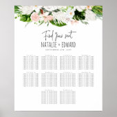 熱帯水色フローラ結婚のシーティングプラン ポスター (正面)