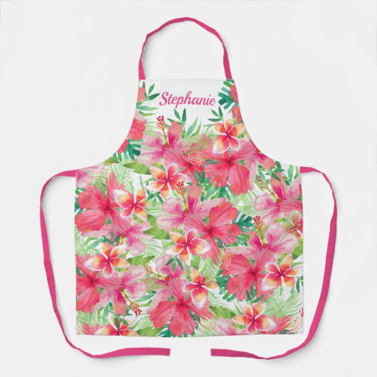 熱帯水色フローラ パーソナライズされた エプロン (正面)