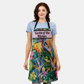 熱帯水色フローラ パーソナライズされた エプロン (着用した状態)