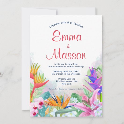 熱帯水色フローラ 招待状 (正面)