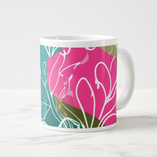 熱帯水色プロテアフラワー ジャンボコーヒーマグカップ (正面右)