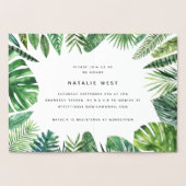 熱帯水色ヤシの葉のベビーシャワー招待状 箔カード (内部)