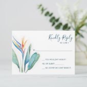 熱帯水色植物性RSVPエンクロージャ 出欠カード (スタンド正面)