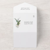 熱帯水色紅葉グリーン結婚のQRコード オールインワン招待状 (外側)