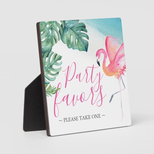 熱帯水色結婚式の引き出物標識 フォトプラーク (正面)