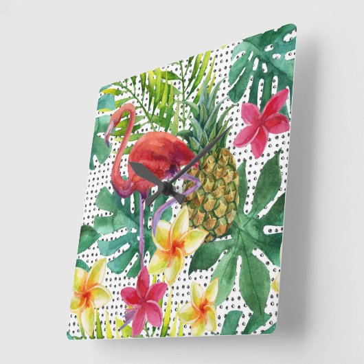 熱帯水色 スクエア壁時計 (傾斜)