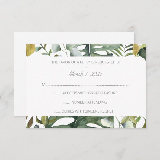 熱帯水色RSVP 出欠カード (正面/裏面)